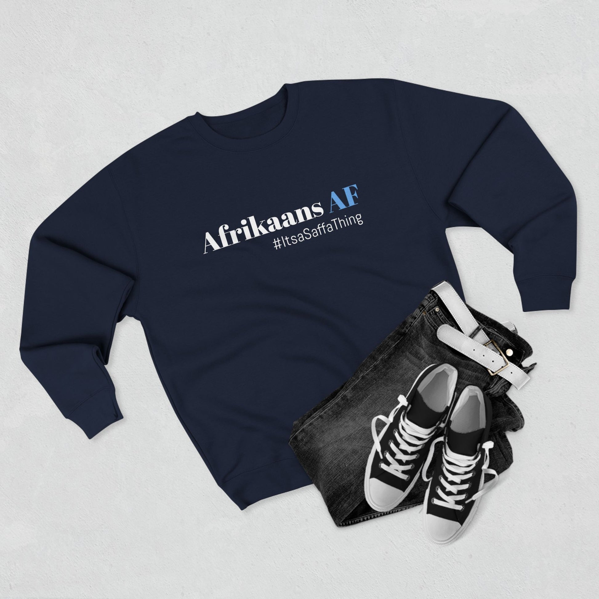 South African Pride Unisex Crewneck Sweatshirt - #AfrikaansAF #ProudlySaffa #LekkerGear #SaffaStyle