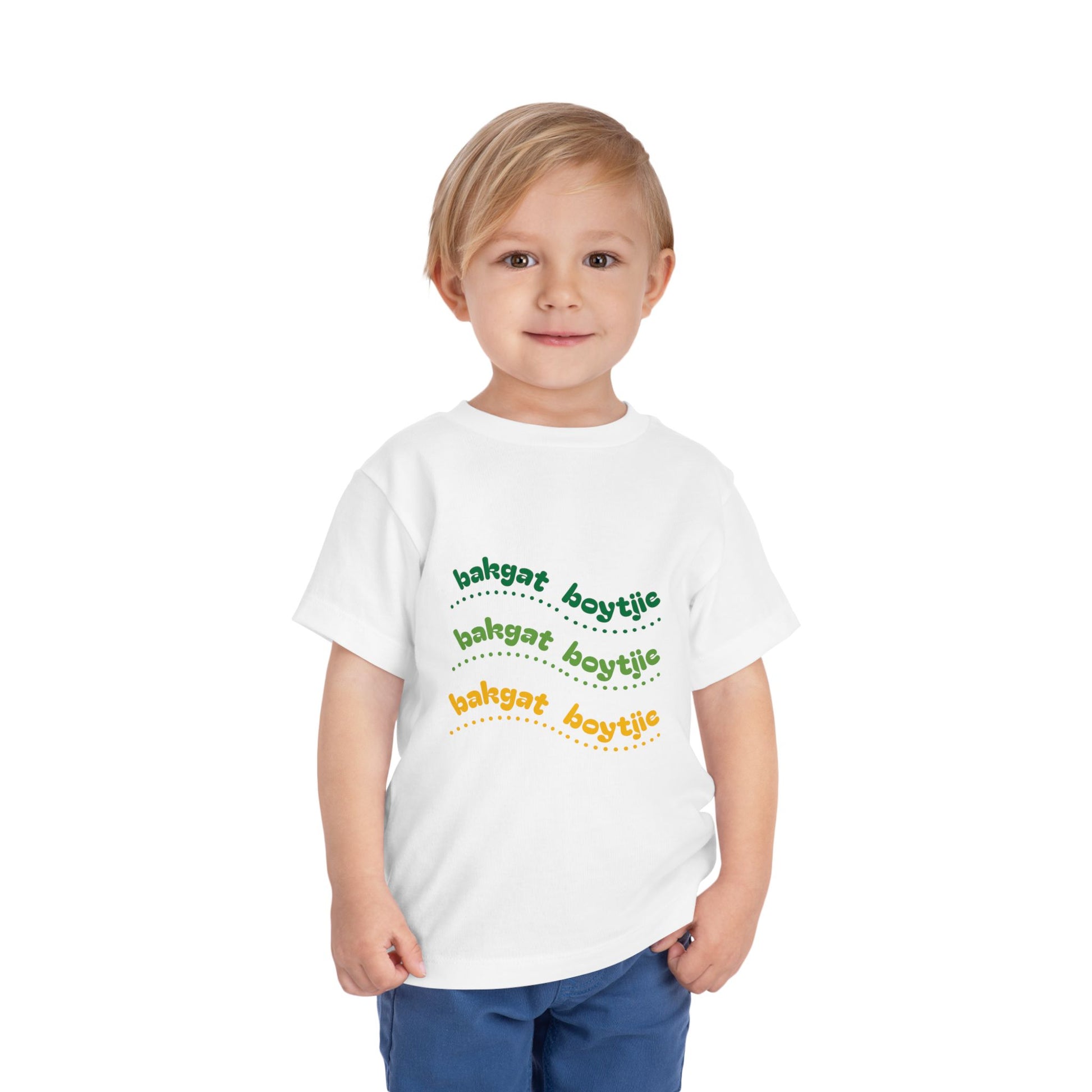 Bakgat Boytjie Toddler Tee – “Made in RSA, Running on Coke & Chutney” | Playful Short Sleeve Shirt for Little Legends