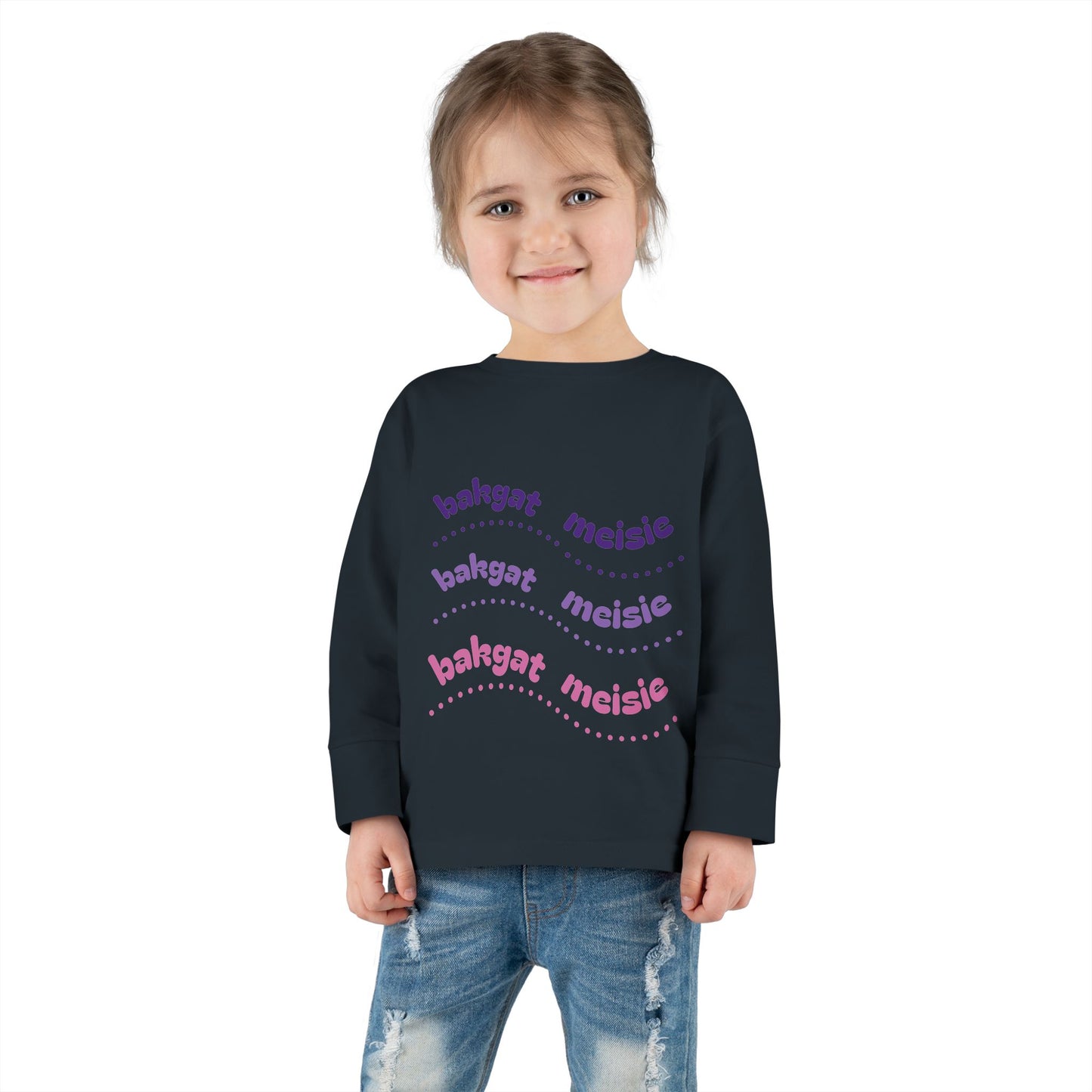 Bakgat Meisie Toddler Long Sleeve Tee – “Made in RSA, Running on Coke & Chutney”