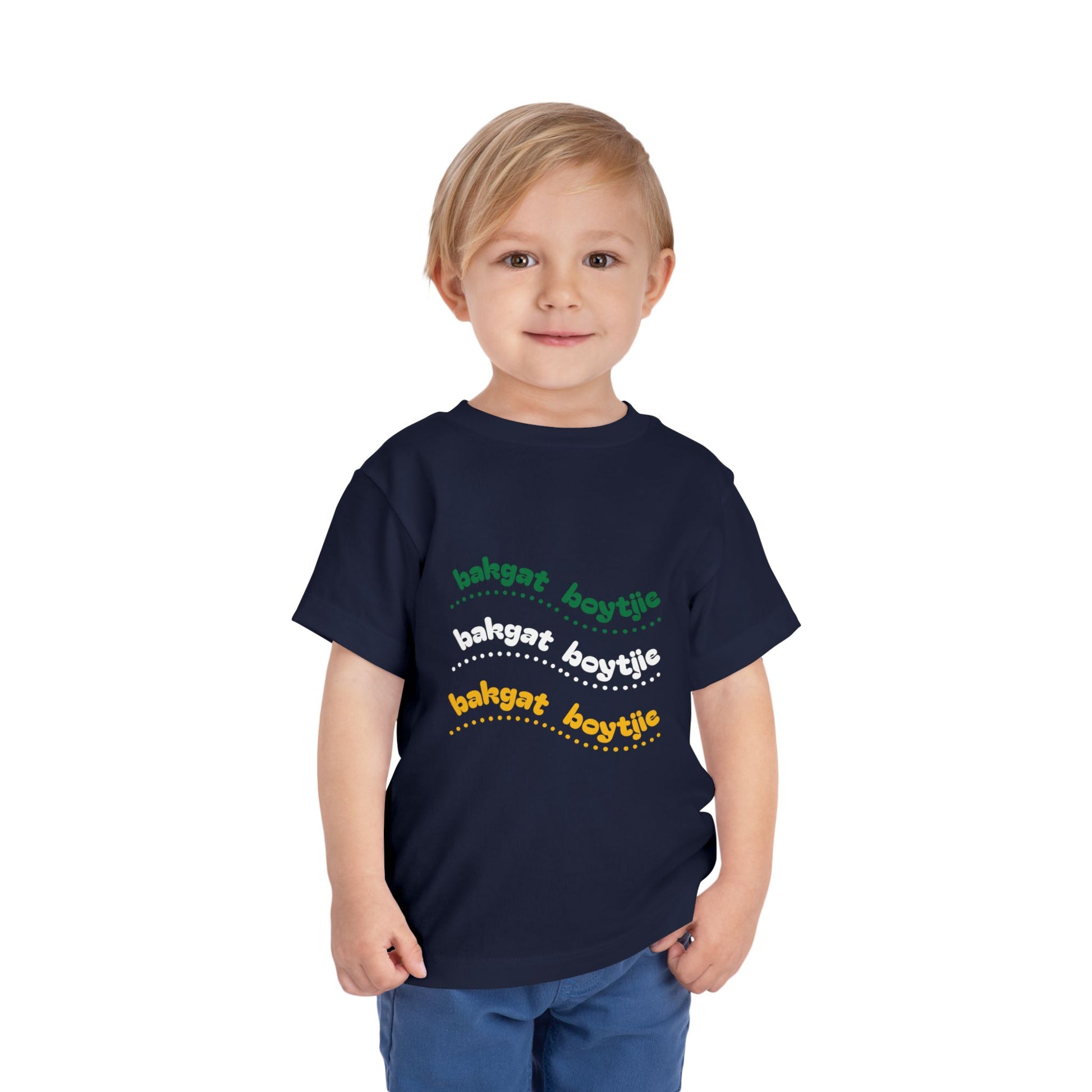 Bakgat Boytjie Toddler Tee – “Made in RSA, Running on Coke & Chutney” | Playful Short Sleeve Shirt for Little Legends