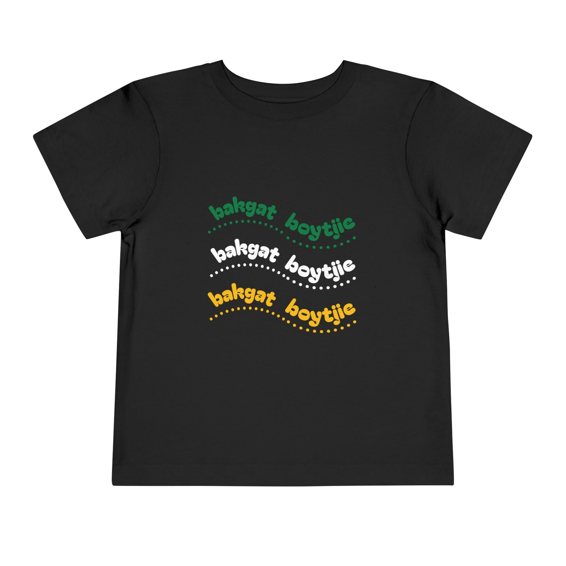 Bakgat Boytjie Toddler Tee – “Made in RSA, Running on Coke & Chutney” | Playful Short Sleeve Shirt for Little Legends