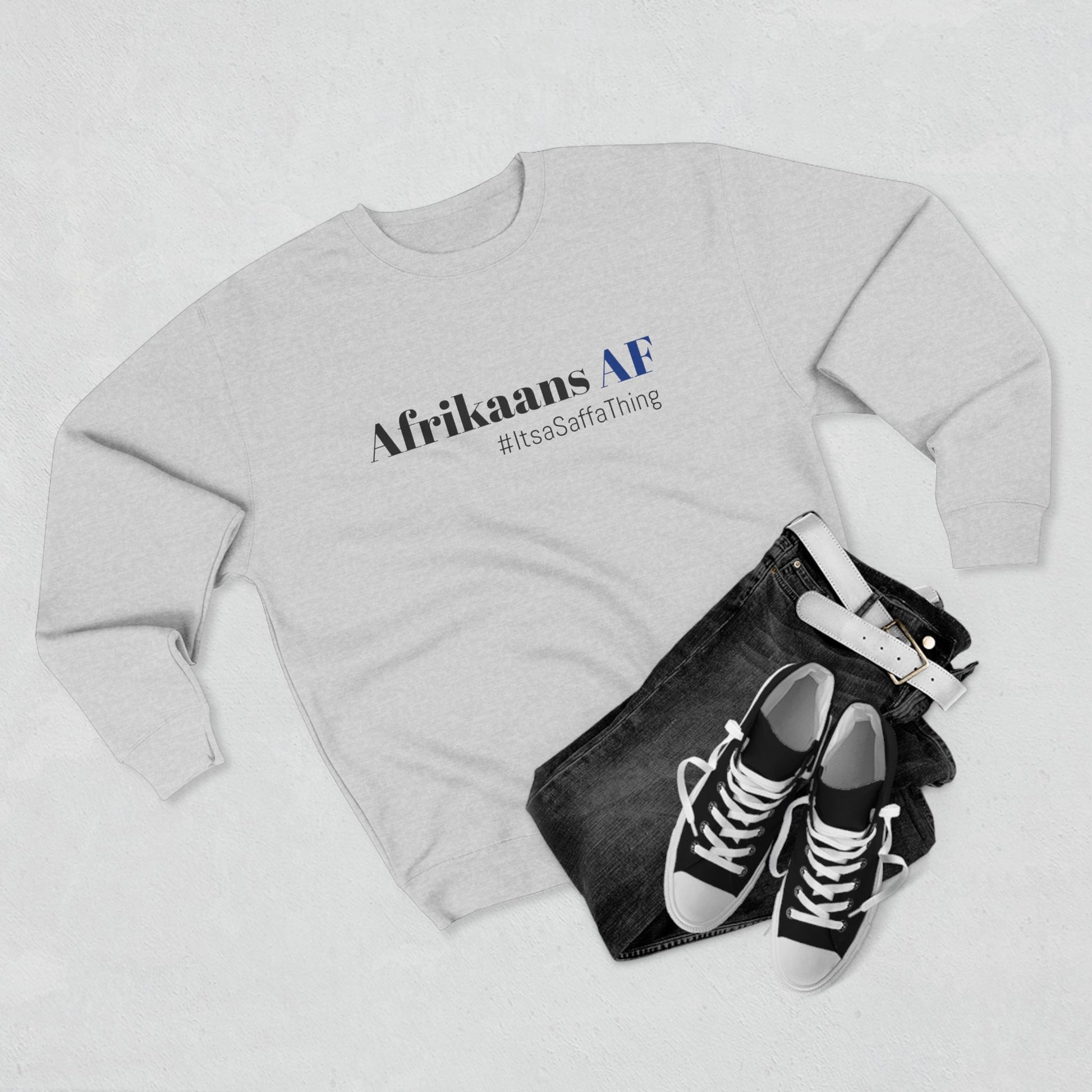 South African Pride Unisex Crewneck Sweatshirt - #AfrikaansAF #ProudlySaffa #LekkerGear #SaffaStyle
