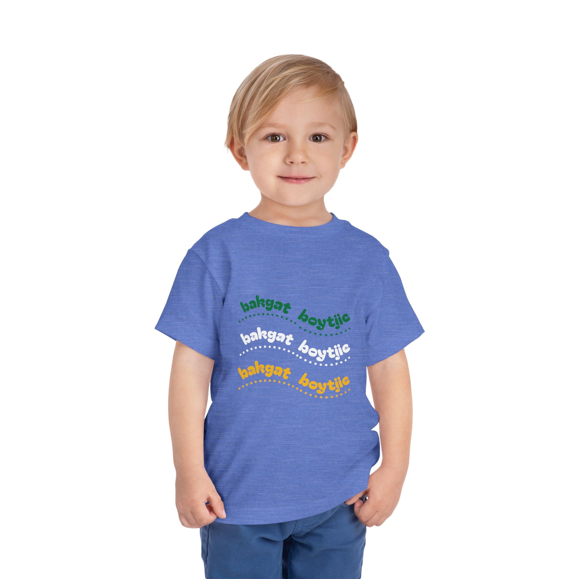 Bakgat Boytjie Toddler Tee – “Made in RSA, Running on Coke & Chutney” | Playful Short Sleeve Shirt for Little Legends