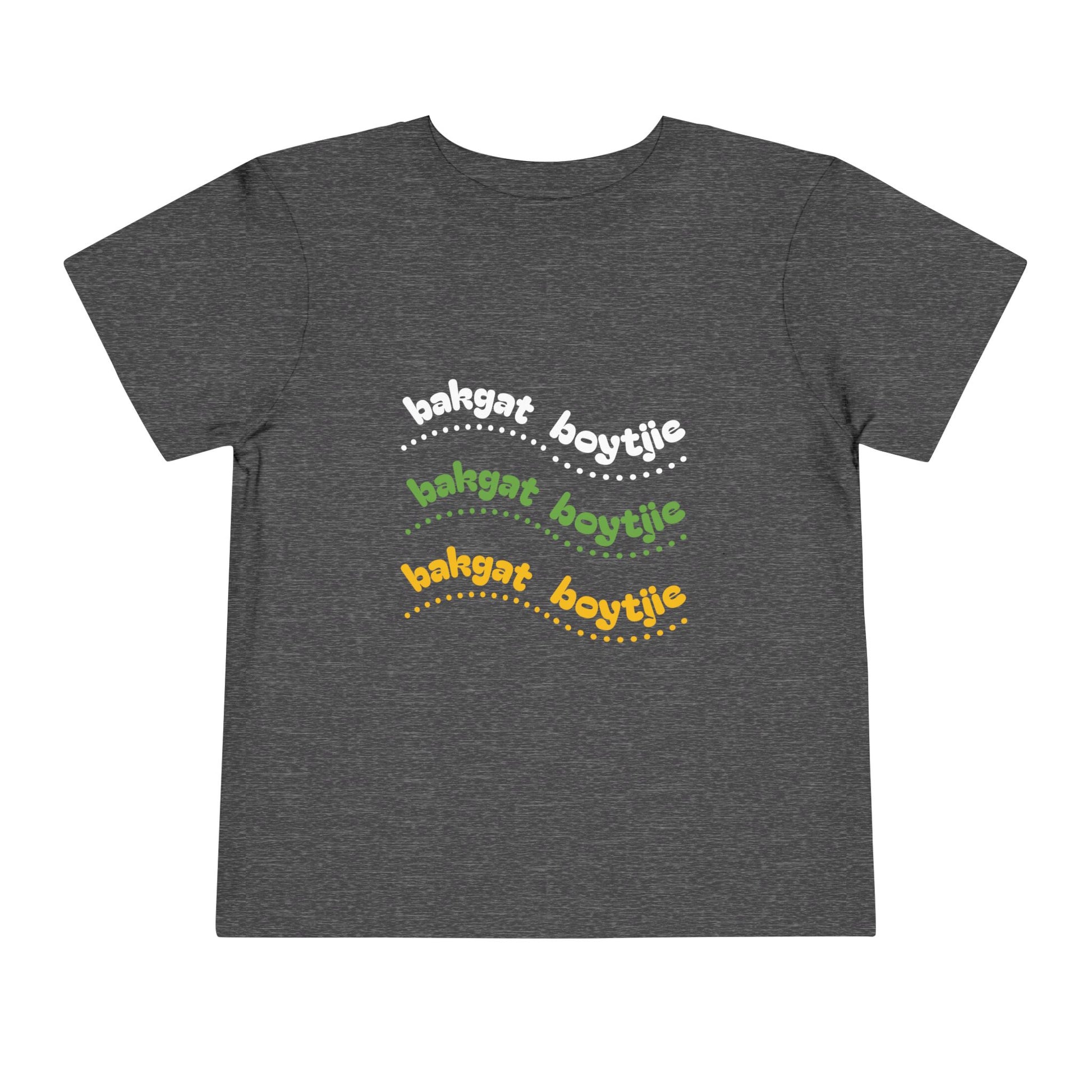 Bakgat Boytjie Toddler Tee – “Made in RSA, Running on Coke & Chutney” | Playful Short Sleeve Shirt for Little Legends