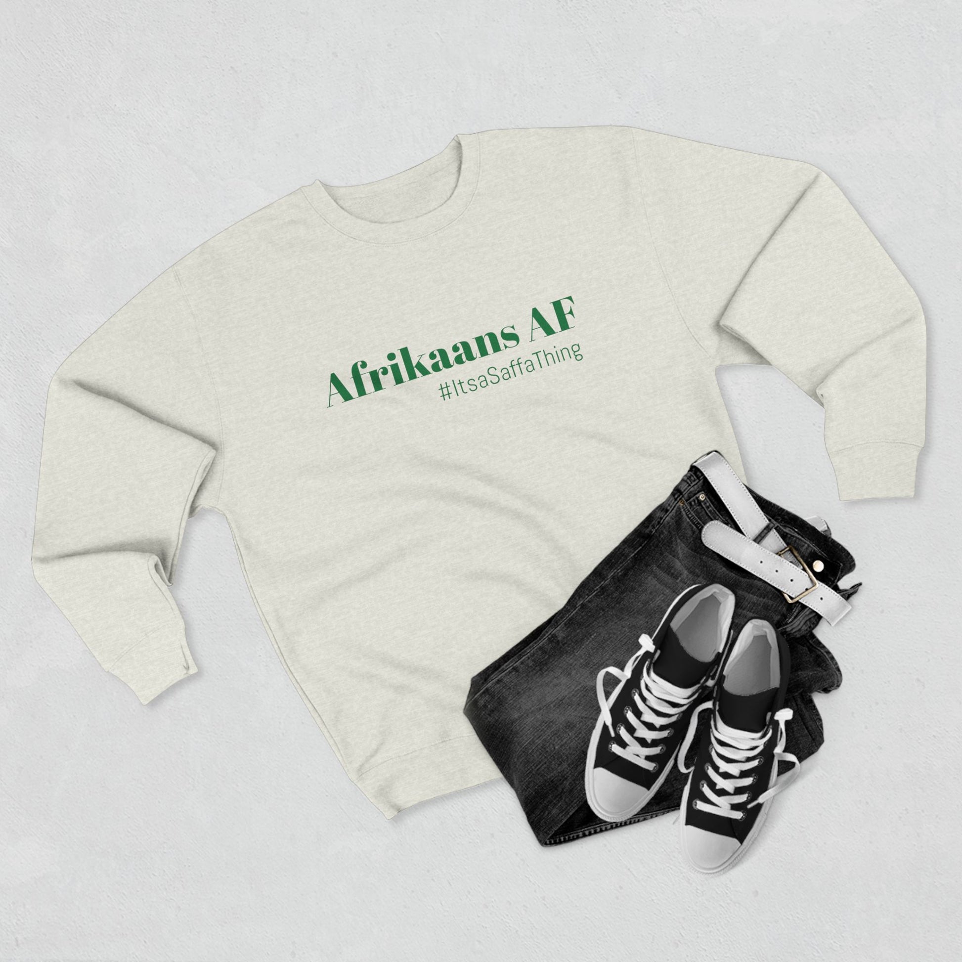 South African Pride Unisex Crewneck Sweatshirt - #AfrikaansAF #ProudlySaffa #LekkerGear #SaffaStyle