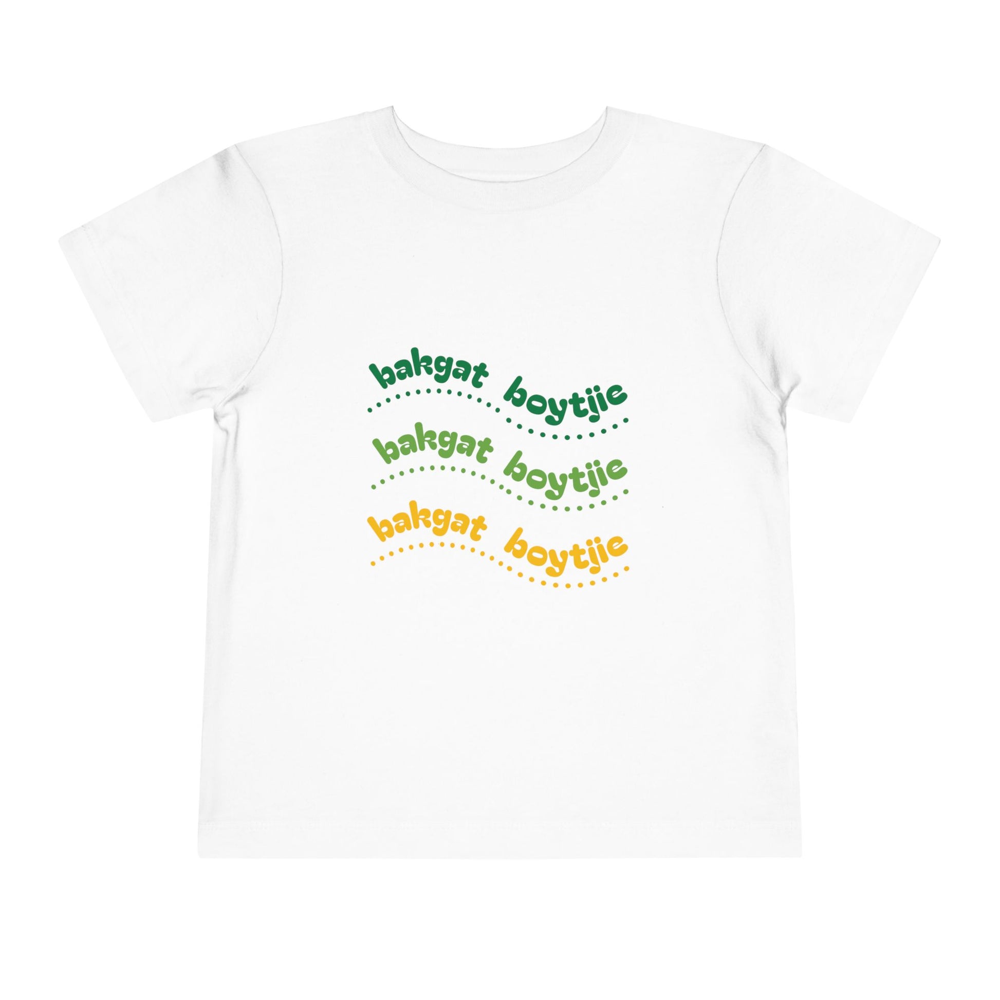 Bakgat Boytjie Toddler Tee – “Made in RSA, Running on Coke & Chutney” | Playful Short Sleeve Shirt for Little Legends