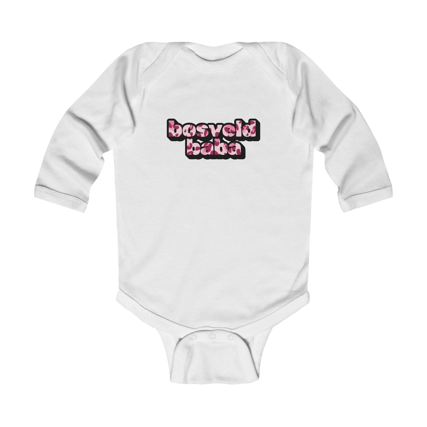 'Bosveld Baba' Pink Leopard Print - Longe Sleeve Onesie