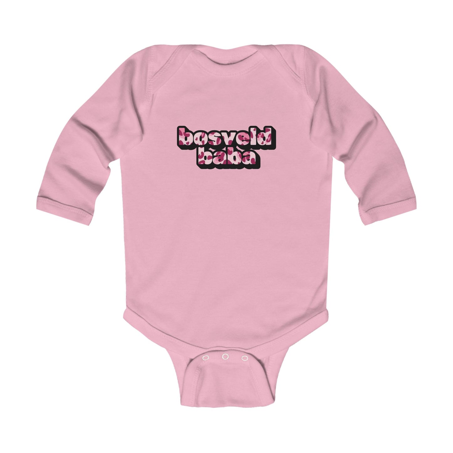 'Bosveld Baba' Pink Leopard Print - Longe Sleeve Onesie