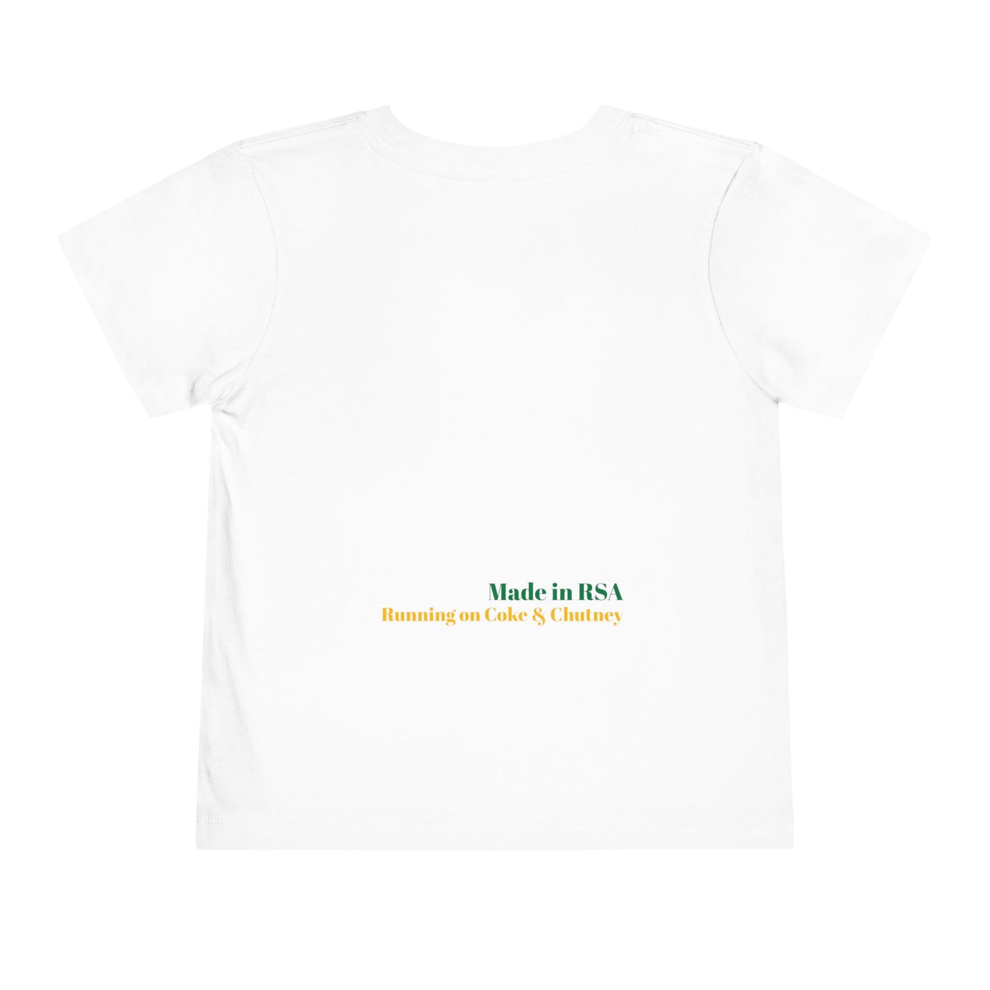 Bakgat Boytjie Toddler Tee – “Made in RSA, Running on Coke & Chutney”