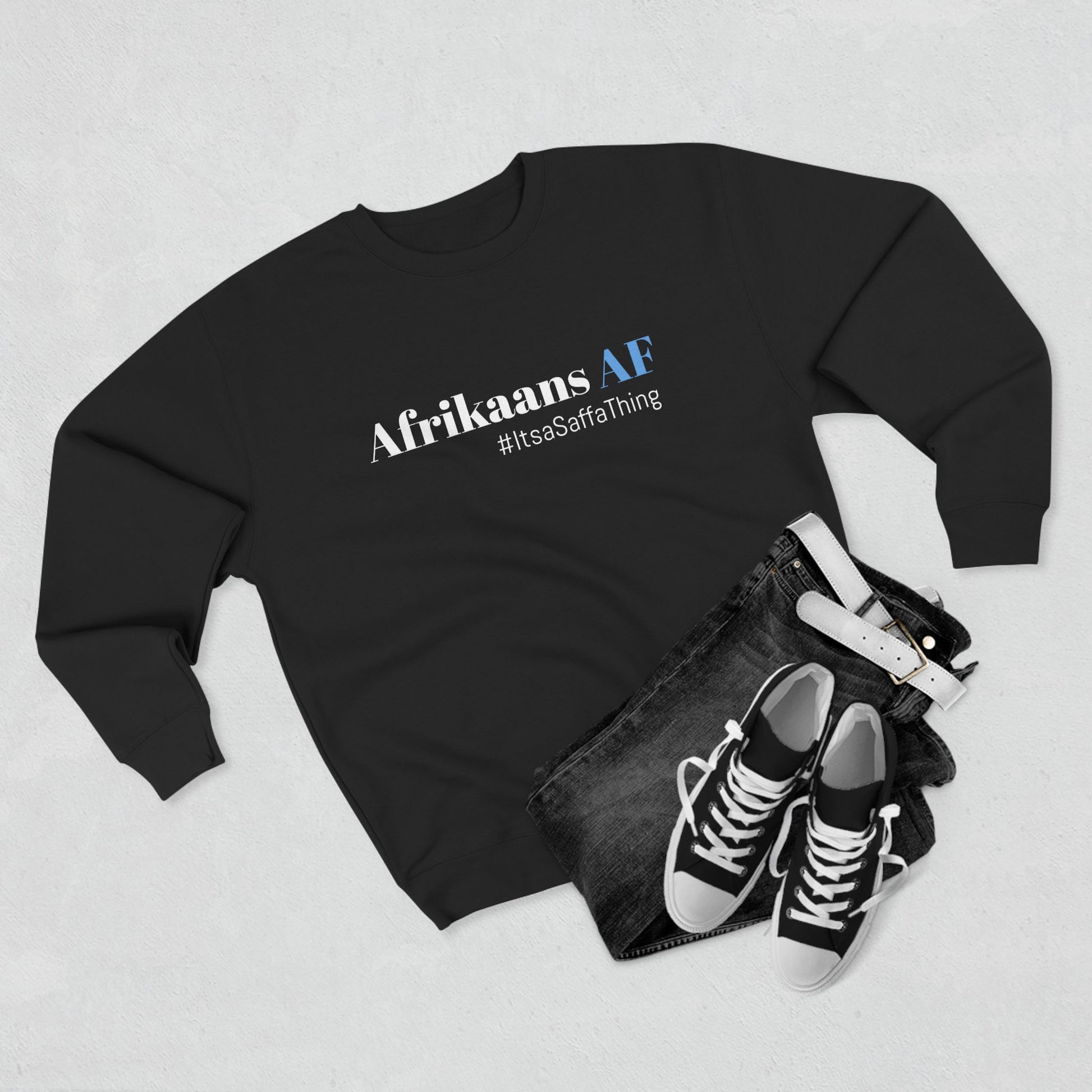 South African Pride Unisex Crewneck Sweatshirt - #AfrikaansAF #ProudlySaffa #LekkerGear #SaffaStyle
