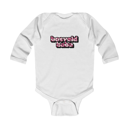 'Bosveld Baba' Pink Leopard Print - Longe Sleeve Onesie